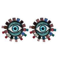 Tibetan Style Stud Earring, plated, for woman & with rhinestone, more colors for choice, 36x33mm, Sold By Pair