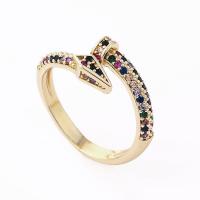 Cubic Zirconia Micro Pave Brass Ring gold color plated micro pave cubic zirconia & for woman 18mm Sold By PC