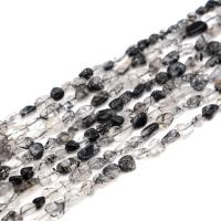 Gemstone фишки, Черный рутиловый кварц, Нерегулярные, полированный, DIY, 6x9mm, продается Strand