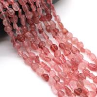 Quartz naturel bijoux perles, Strawberry Quartz, Irrégulière, poli, DIY, rose, 6x9mm, Vendu par brin