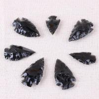 Natural Black Obsidian Pendants arrowhead plated DIY & no hole black 25-35mm Sold By PC