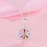 925 Sterling Silver Necklaces, plated, fashion jewelry & for woman & with rhinestone, silver color, 10x10cm, Sold By PC