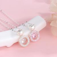 925 Sterling Silver Necklaces plated fashion jewelry & for woman & with rhinestone Sold By PC