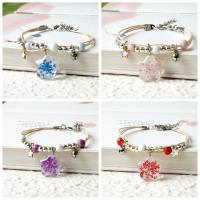 Fashion Create Wax Cord Bracelets Korean Waxed Cord with Dried Flower & Porcelain & Brass & Zinc Alloy plated Adjustable & for woman & enamel 180/ Sold By Strand
