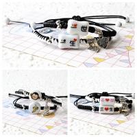 Fashion Create Wax Cord Bracelets, with Porcelain & Tibetan Style, plated, Adjustable & for woman, more colors for choice, 200x6x(10x18)mm, Sold By Strand