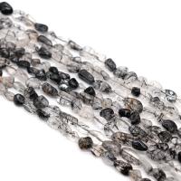 Naturlige kvarts smykker perler, Sort Rutilated Quartz, Uregelmæssig, 6x9mm, Solgt af Strand