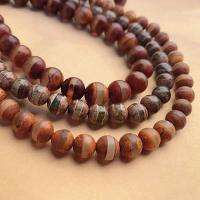 Natural Tibetan Agate Dzi Beads, Round, Sold By Strand