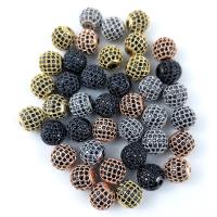 Cubic Zirconia Micro Pave Brass Beads, Copper Alloy, Round, plated, micro pave cubic zirconia, more colors for choice, 10x10mm, Sold By PC