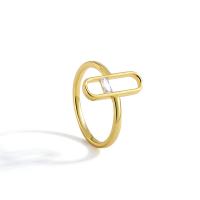 Cúbicos Circonia Micro Pave anillo de latón, metal, chapado en color dorado, diverso tamaño para la opción & micro arcilla de zirconia cúbica & para mujer, 14.80x5.40mm, Vendido por UD