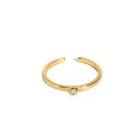Brass δάχτυλο του δακτυλίου, Ορείχαλκος, επιχρυσωμένο, Ρυθμιζόμενο & για τη γυναίκα & με στρας, περισσότερα χρώματα για την επιλογή, 16.50mm, Sold Με PC
