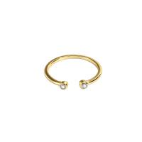 Anillo de dedo de latón, metal, chapado en color dorado, Ajustable & para mujer & con diamantes de imitación, 16.80mm, Vendido por UD