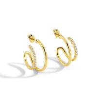 Cubic Zirconia Micro Pave Brass Earring gold color plated micro pave cubic zirconia & for woman 25mm Sold By Pair