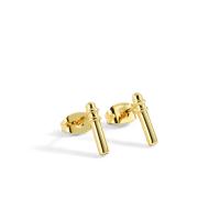 Brass Stud Earring, gold color plated, for woman & with rhinestone, 12x3mm, Sold By Pair