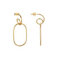 Boucles d'oreilles pendantes en laiton, Placage de couleur d'or, pour femme, 20x43mm, Vendu par paire