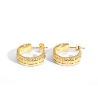 Cubic Zirconia Micro Pave Brass Earring, gold color plated, micro pave cubic zirconia & for woman, 20x6.30mm, Sold By Pair