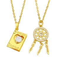 Cubic Zircon Micro Pave Brass Necklace fashion jewelry & micro pave cubic zirconia Sold By Strand
