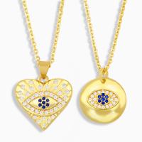Cubic Zircon Micro Pave Brass Necklace, fashion jewelry & micro pave cubic zirconia, more colors for choice, Sold By Strand