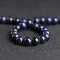 Natural Blue Goldstone Beads Blue Sandstone Round polished DIY blue Sold By Strand