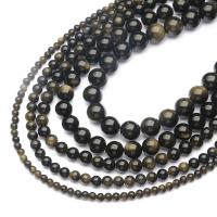 Gold Obsidian Beads, Round, polished, DIY & different size for choice, Sold By Strand