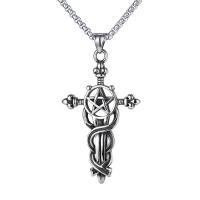 Titanium Steel Necklace, Cross, fashion jewelry & different size for choice & for man, 65mm, Sold Per 21.65 Inch Strand