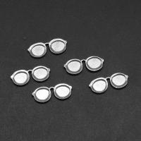 Stainless Steel Jewelry Cabochon, Glasses, silver color plated, 7x16x1mm, Approx 100PCs/Bag, Sold By Bag