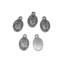 Bijoux pendentifs en acier inoxydable , Rond, Placage de couleur argentée, 21x18x2mm, Environ 100PC/sac, Vendu par sac
