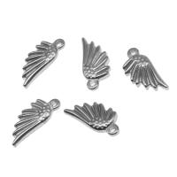 Stainless Steel Pendants, Wing Shape, silver color plated, 18x8x3mm, Approx 100PCs/Bag, Sold By Bag