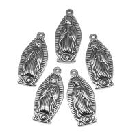 Bijoux pendentifs en acier inoxydable , Placage de couleur argentée, 32x15x4mm, Environ 100PC/sac, Vendu par sac