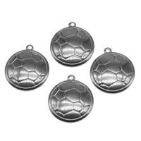 Stainless Steel Pendants, Round, silver color plated, 26x23x4mm, Approx 100PCs/Bag, Sold By Bag