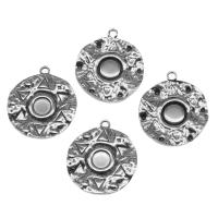 Stainless Steel Pendants, Round, silver color plated, 24x21x2mm, Approx 100PCs/Bag, Sold By Bag