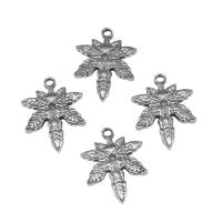 Stainless Steel Pendants, Maple Leaf, silver color plated, 23x18x3mm, Approx 100PCs/Bag, Sold By Bag
