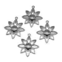 Stainless Steel Flower Pendant, silver color plated, 32x26x3mm, Approx 100PCs/Bag, Sold By Bag
