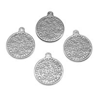 Stainless Steel Pendants, Round, silver color plated, 21x19x3mm, Approx 100PCs/Bag, Sold By Bag