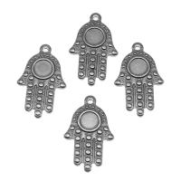 Stainless Steel Pendant Setting, silver color plated, 25x16x2mm, Approx 100PCs/Bag, Sold By Bag