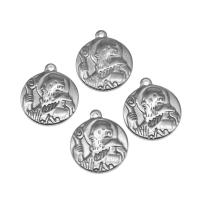 Stainless Steel Pendants, Round, silver color plated, 16x16x2mm, Approx 100PCs/Bag, Sold By Bag