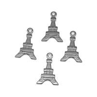 Roestvrij stalen sieraden Hangers, Roestvrij staal, Toren, silver plated, 24x16x3mm, Verkocht door Bag