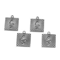 Stainless Steel Pendants Square silver color plated Sold By Bag