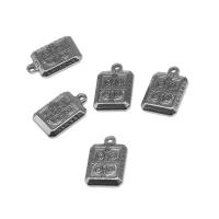 Stainless Steel Pendants, Square, silver color plated, 22x12x3mm, Approx 100PCs/Bag, Sold By Bag