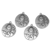 Stainless Steel Pendants, Round, silver color plated, 30x25x3mm, Approx 100PCs/Bag, Sold By Bag