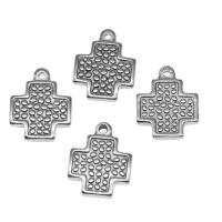 Stainless Steel Cross Pendants, silver color plated, 19x15x3mm, Approx 100PCs/Bag, Sold By Bag