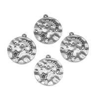 Stainless Steel Pendants, Round, silver color plated, 15x15x2mm, Approx 100PCs/Bag, Sold By Bag