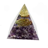 Kunstharz Pyramid Dekoration, mit Natürlicher Kies, für Zuhause und Büro, gemischte Farben, 60x60mm, verkauft von PC
