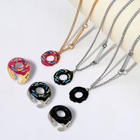 Fashion Necklace Jewelry, finger ring & necklace, Cupronickel, with enamel, Donut, epoxy gel, more colors for choice, 2.1cmuff0c48cm, Sold By PC