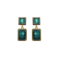 Zinc Alloy Drop Earrings with Gemstone plated for woman green Sold By Lot