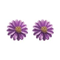 Tibetan Style Stud Earring, Flower, stoving varnish, different materials for choice & for woman, more colors for choice, 26x26mm, 10Pairs/Lot, Sold By Lot