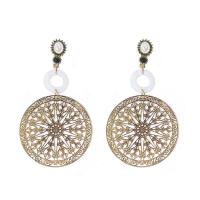 Zinc Alloy Drop Earrings with Shell & Plastic Pearl plated for woman & hollow 110mm Sold By Lot