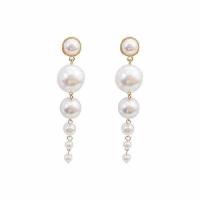 Zinc Alloy Drop Earrings Plastic Pearl with Zinc Alloy plated & for woman white 90mm Sold By Lot