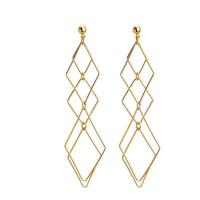 Brass Drop Earring, gold color plated, different styles for choice & for woman & hollow, 20x75mm, 10Pairs/Lot, Sold By Lot