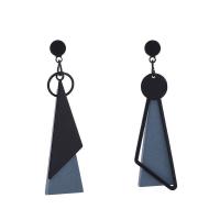 Asymmetric Earrings Wood with Zinc Alloy plated for woman 15*55mm 12*55mm Sold By Lot