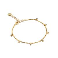 Cubic Zirconia Micro Pave Brass Bracelet with 1.18 inch extender chain gold color plated micro pave cubic zirconia & for woman 3mm Sold Per Approx 6.3 Inch Strand